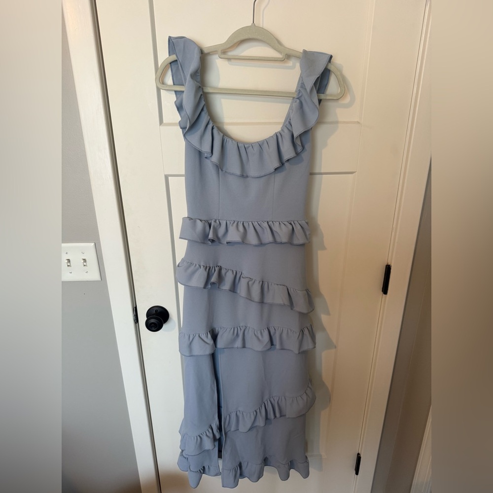 Ruffled Sleeveless Dress in Light Blue
